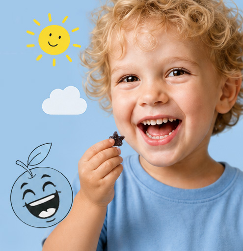 Happy child enjoying Bambi Fruit Bites